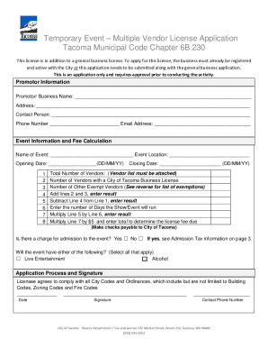 Temporary EventMultiple Vendor License Application ...