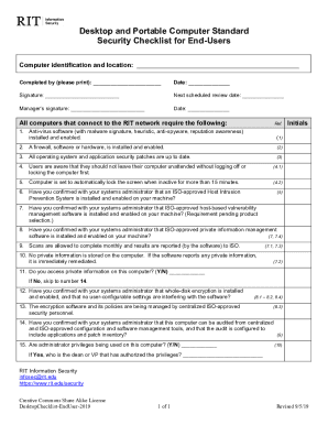 Fillable Online Desktop and Portable Computer Standard checklist for ...