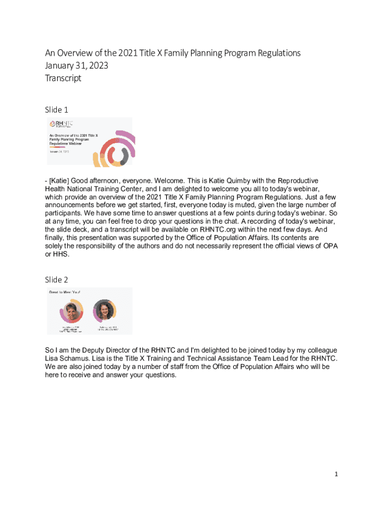 Fillable Online An Overview of the 2021 Title X Family Planning Program