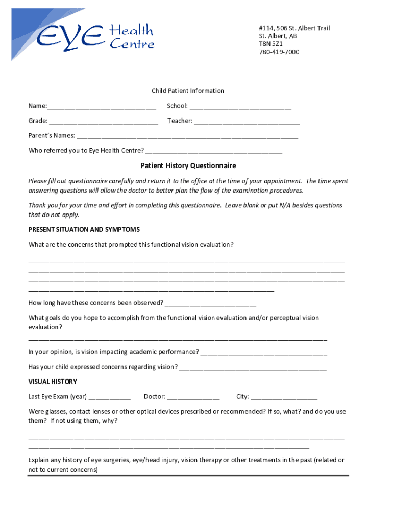 Fillable Online Child Questionnaire - cloudfront.net Fax Email Print ...