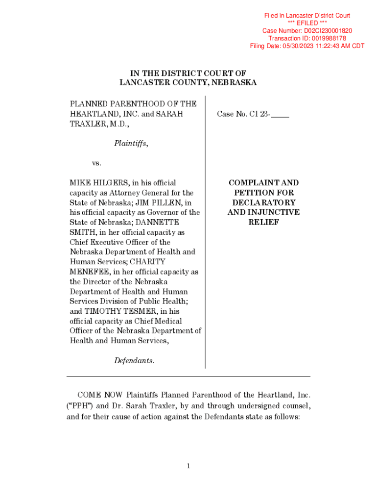 Fillable Online Filed in Lancaster District Court *** EFILED *** Case