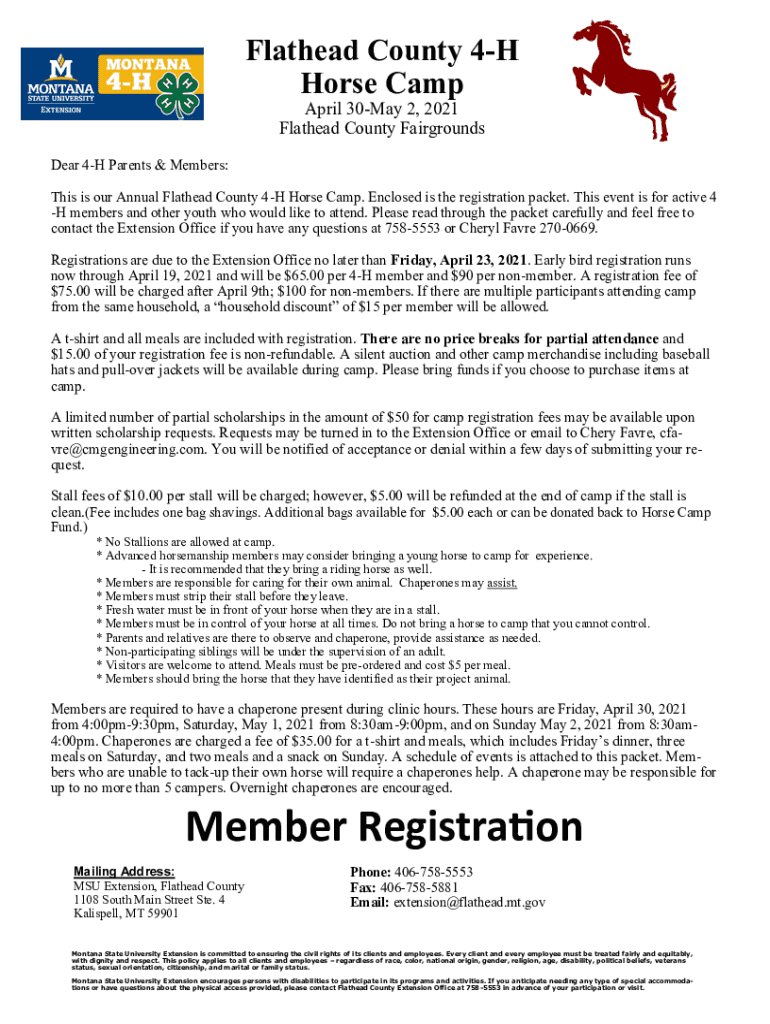 Fillable Online 4-H Horse Project - Flathead County Extension Fax Email ...