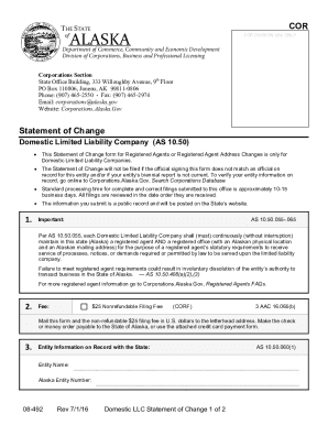 Fillable Online This Statement of Change form for Registered Agents or ...