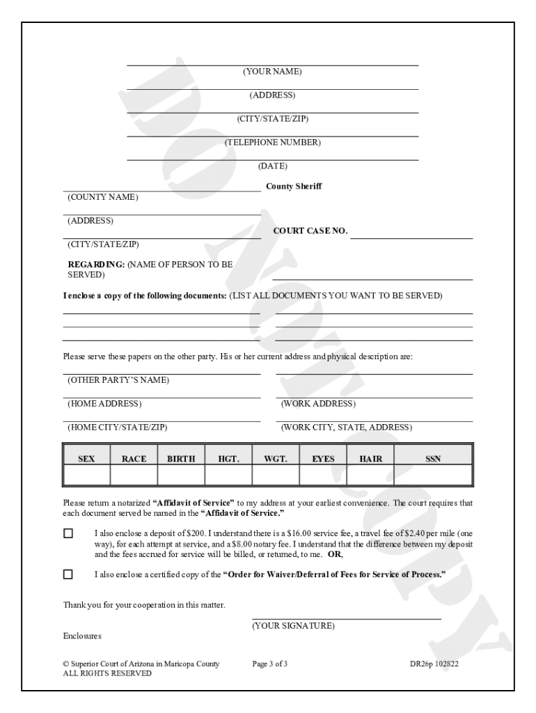Fillable Online Superiorcourt Maricopa Procedures How To Serve Court