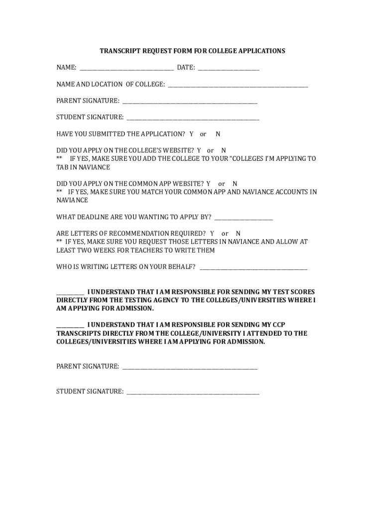 Fillable Online TRANSCRIPT REQUEST FORM.docx Fax Email Print - pdfFiller