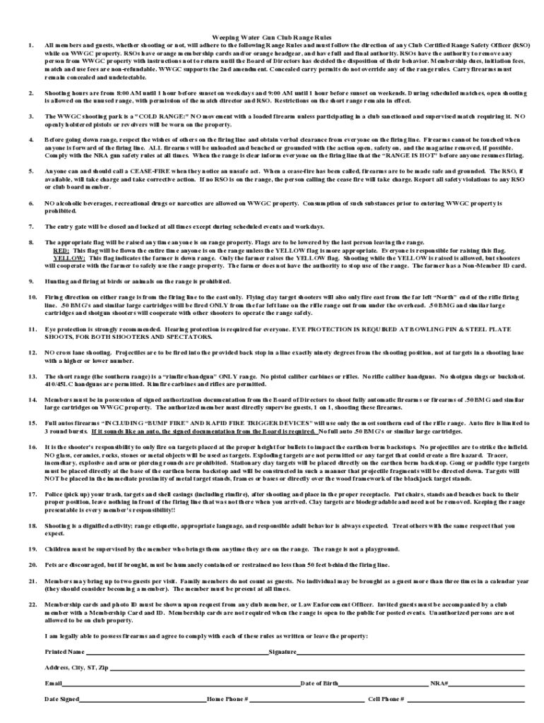 Fillable Online Weeping Water Gun Club & Shooting Range Fax Email Print pdfFiller