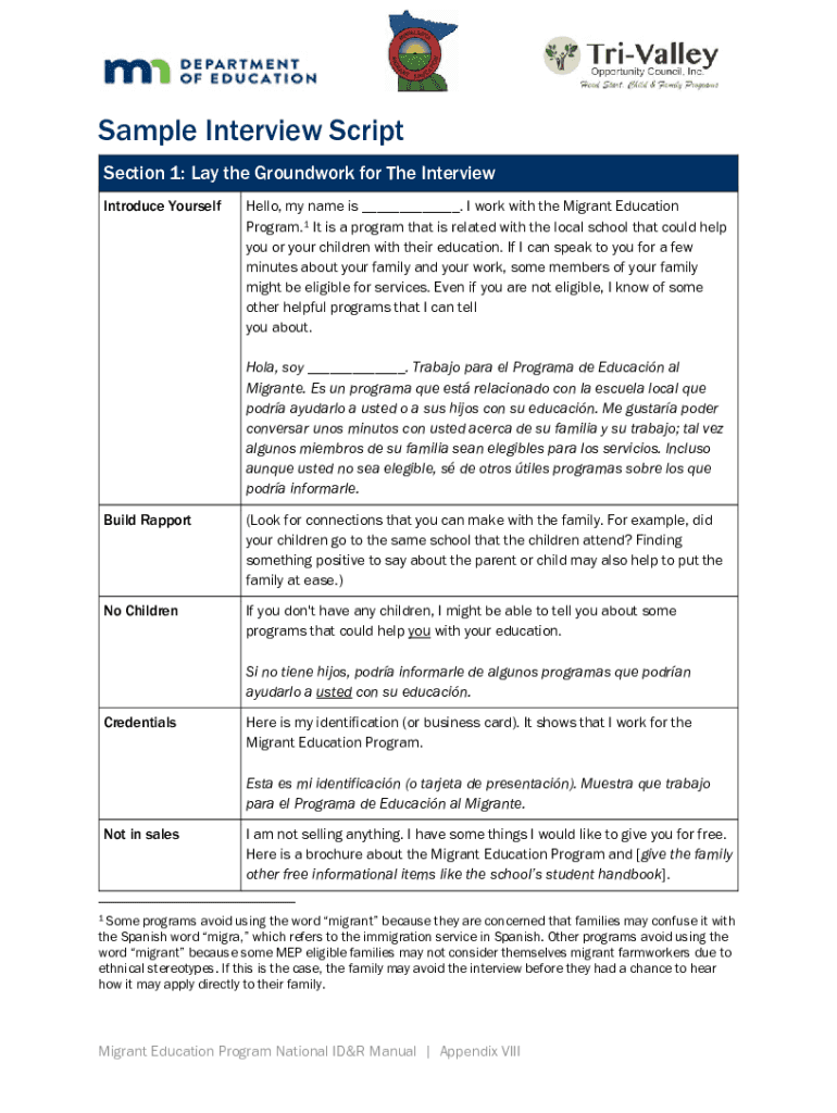 Fillable Online Sample Interview Script.docx Fax Email Print - pdfFiller