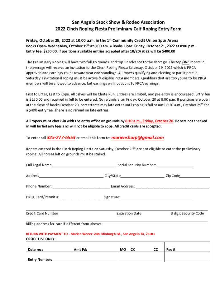 Fillable Online San Angelo Stock Show Rodeo Association Fax Email Fillable Online San Angelo Stock Show Rodeo Association Fax Email