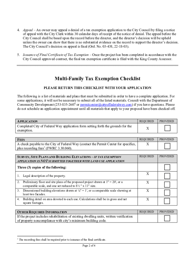 Fillable Online Multi-Family Tax Exemption - City of Spokane ...
