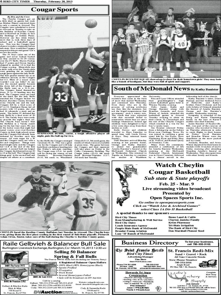 Fillable Online Bird CityCheylin sophomore Pablo Bermudez part of stud