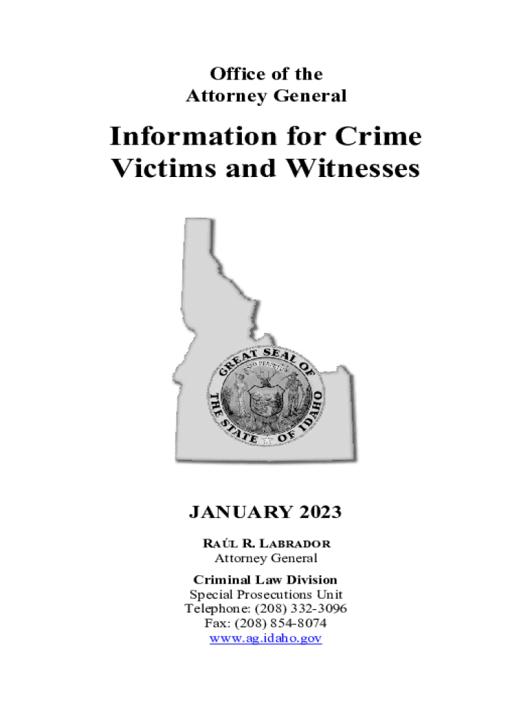 Fillable Online ag idaho Victim Assistance - Idaho Office of Attorney ...