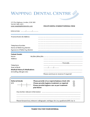 Fillable Online Hygienist Referral Form - London Fax Email Print ...