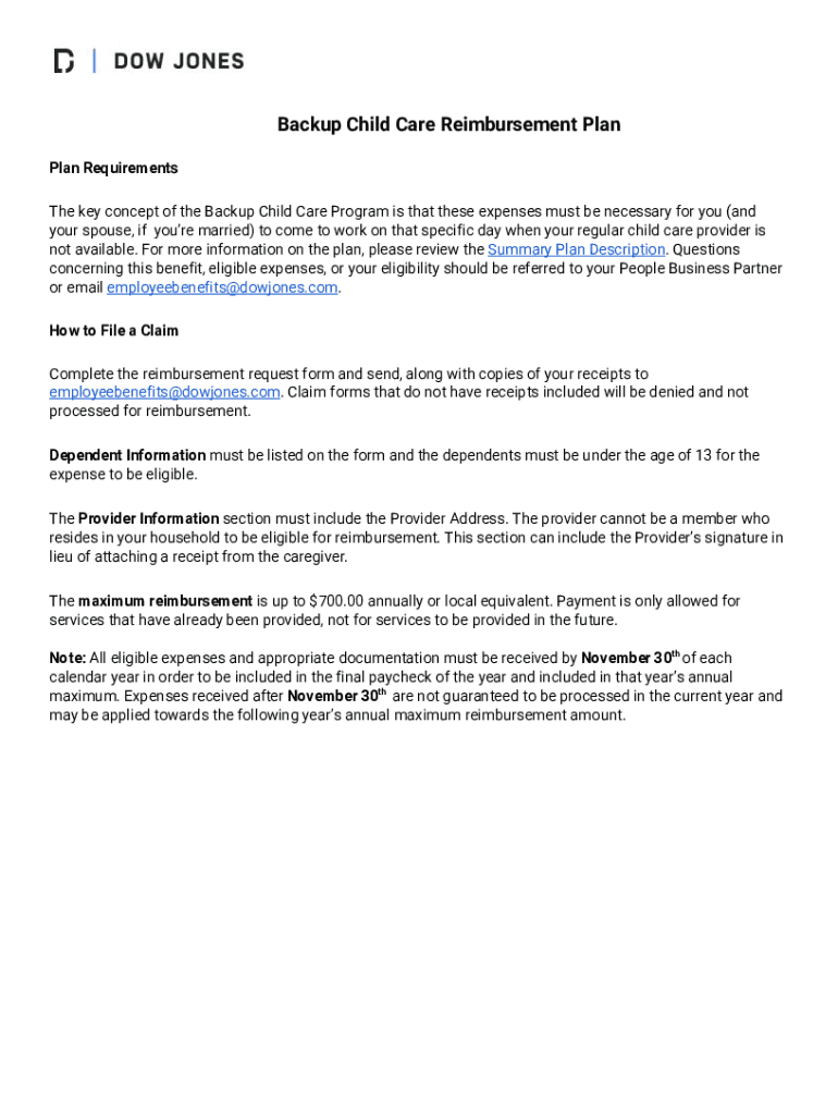 Fillable Online BackUp Child Care Cardinal at Work Stanford