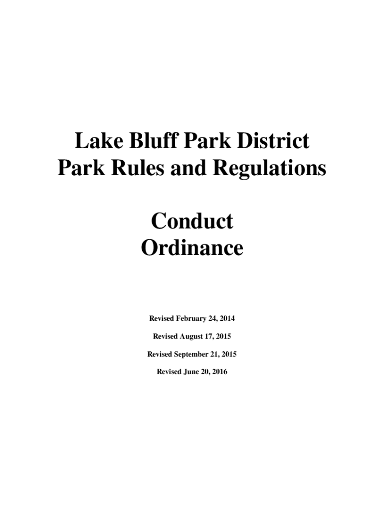 Fillable Online Lake Bluff Park District Park Rules and Regulations
