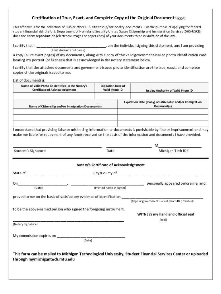 Fillable Online DHS/US Citizenship Documentation Affidavit 20232024