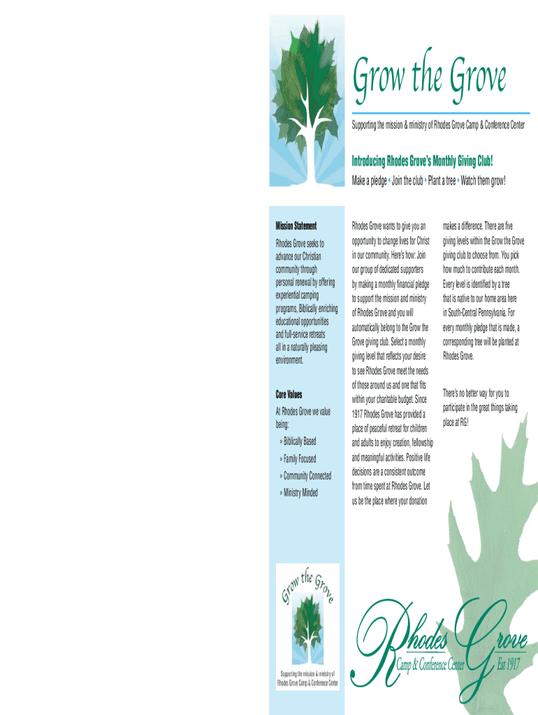 Fillable Online to Rhodes Grove Camp & Conference Center Fax