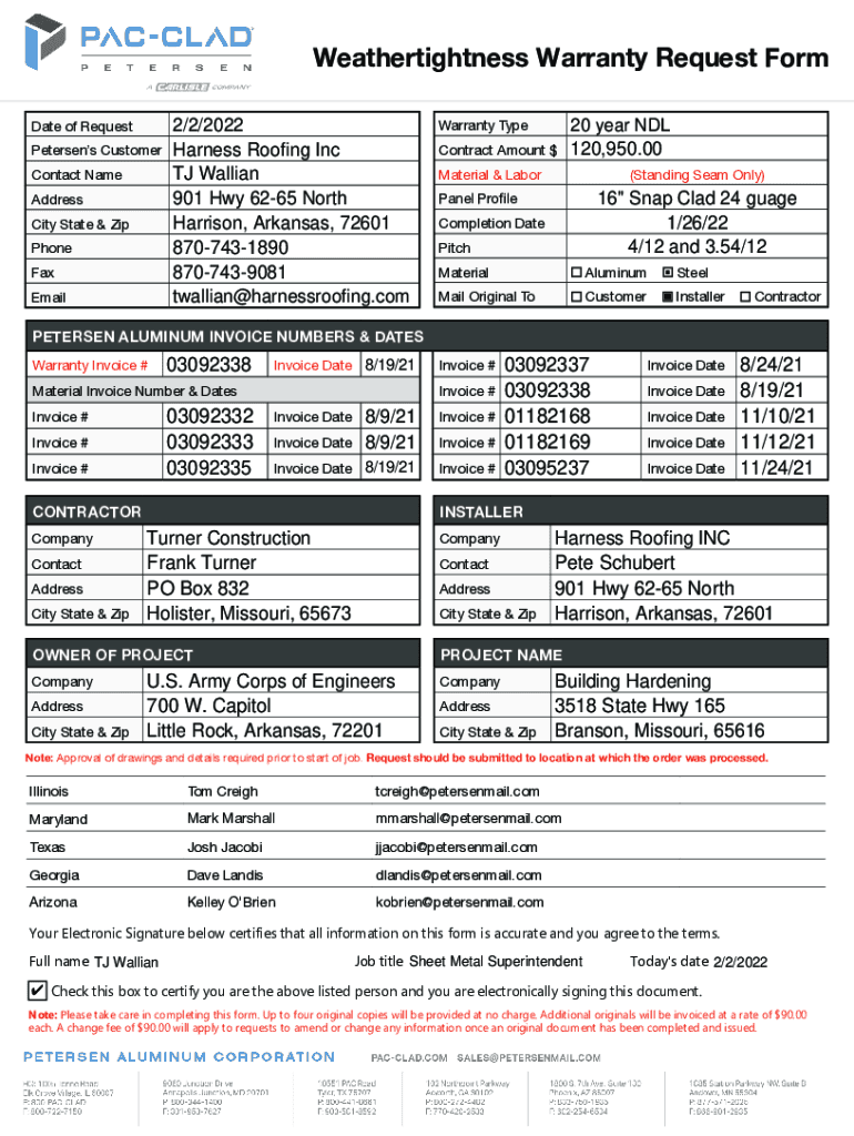 Fillable Online WARRANTY REQUEST FORM Fax Email Print pdfFiller