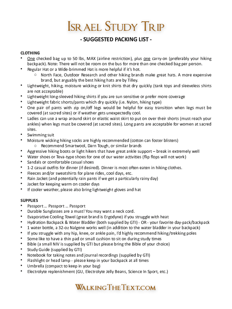 Fillable Online Your Israel Packing List: A Season-by-Season Guide Fax ...