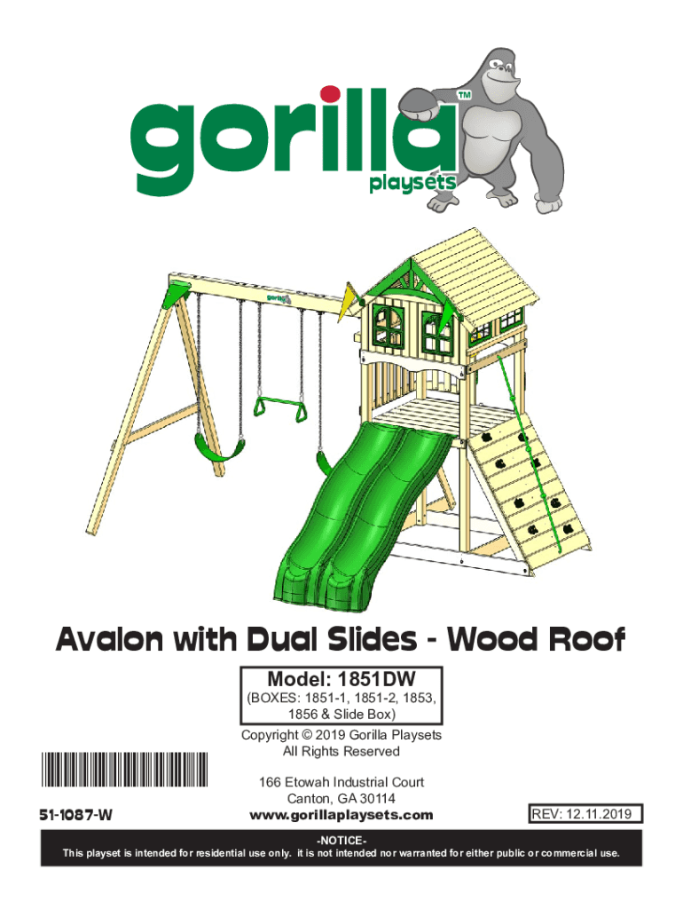 Fillable Online Gorilla Playsets Avalon with Wood Roof and Dual Slides