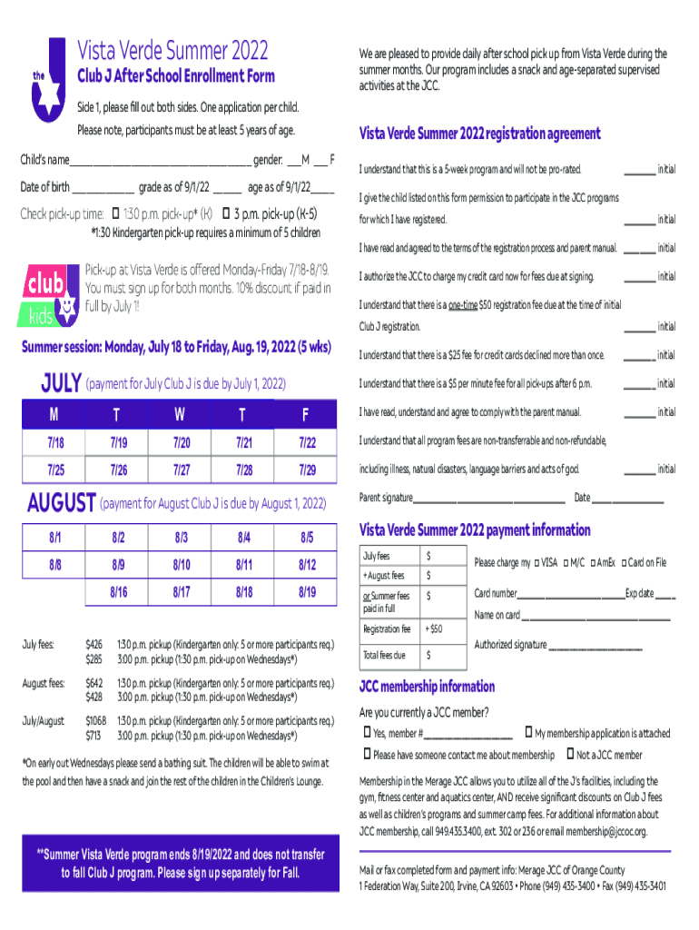 Fillable Online to Vista Verde!Vista Verde Middle School