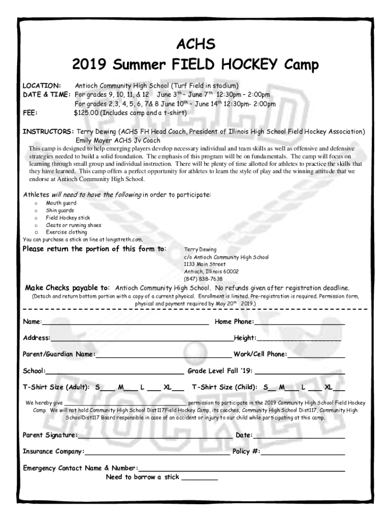 Fillable Online Nike Field Hockey Camp at the University of Mary