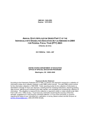 Annual State Application Under Part C of the Individuals with Disabilities Education Act as Amended in 2004 for Federal Fiscal Year (FFY) 2023