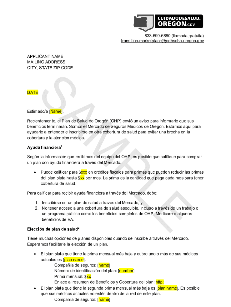 Completable En línea Your guide to the application for Oregon Health