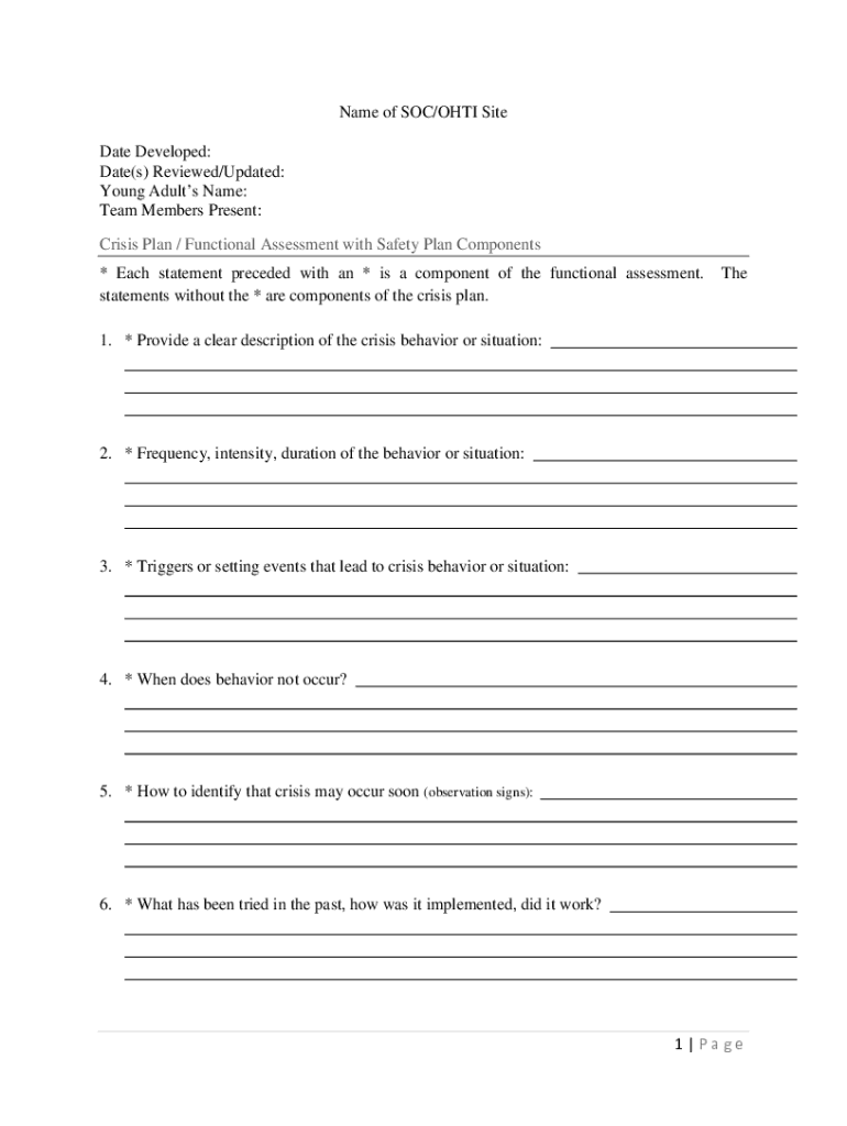 Crisis Plan Template - Fill Online, Printable, Fillable, Blank Preview on Page 1