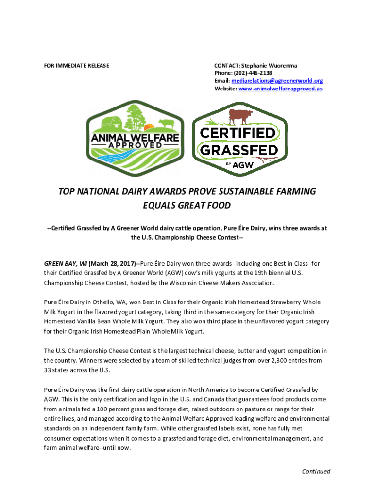 Fillable Online LEADING ANIMAL WELFARE CERTIFICATION UNVEILS Fax