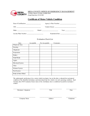 VIN Inspection for Motor Vehicle Department