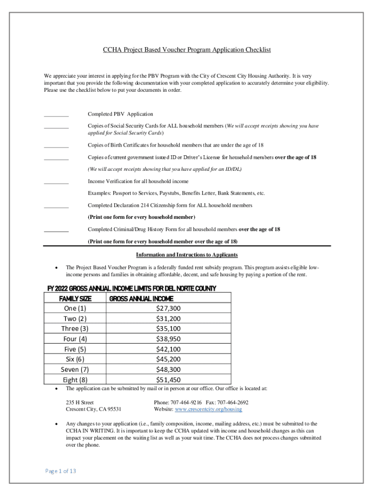 Fillable online project based housing vouchers application guide fax
