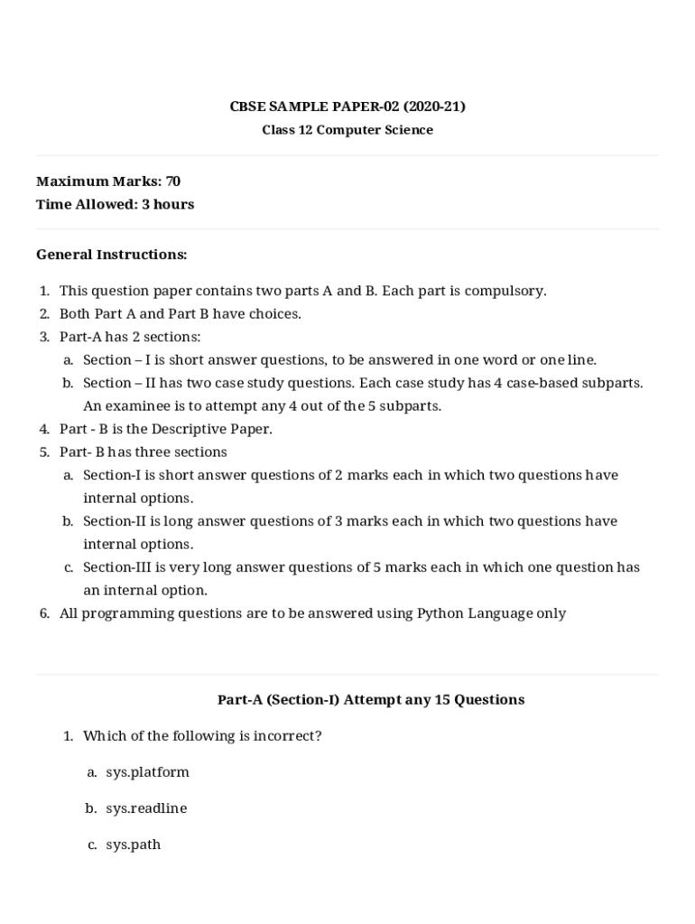 Fillable Online CS Sample Paper Class 12 2021 with Solution Fax Email