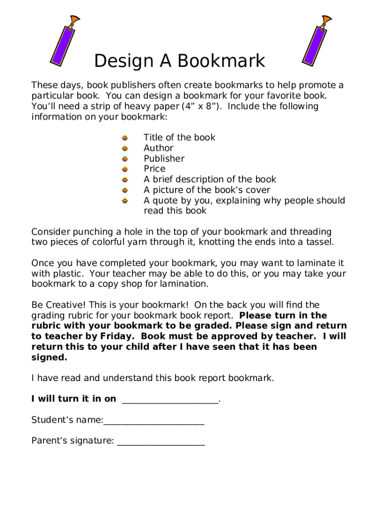 bookmark template Preview on Page 1