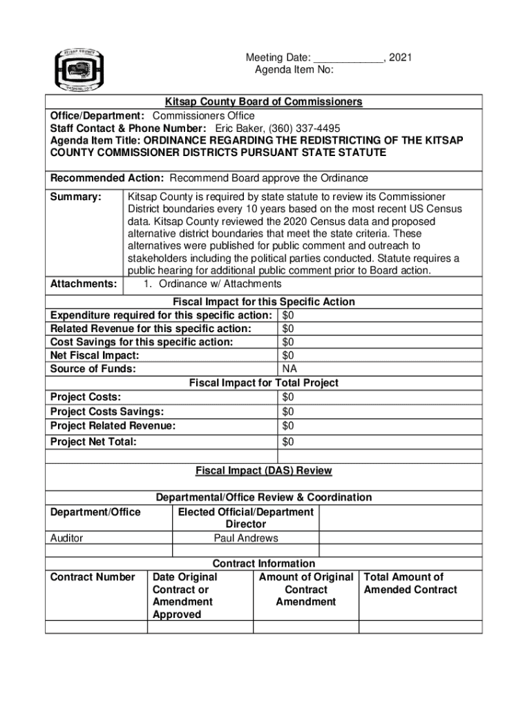 Fillable Online kitsap county commissioner district redistricting staff report Fax Email