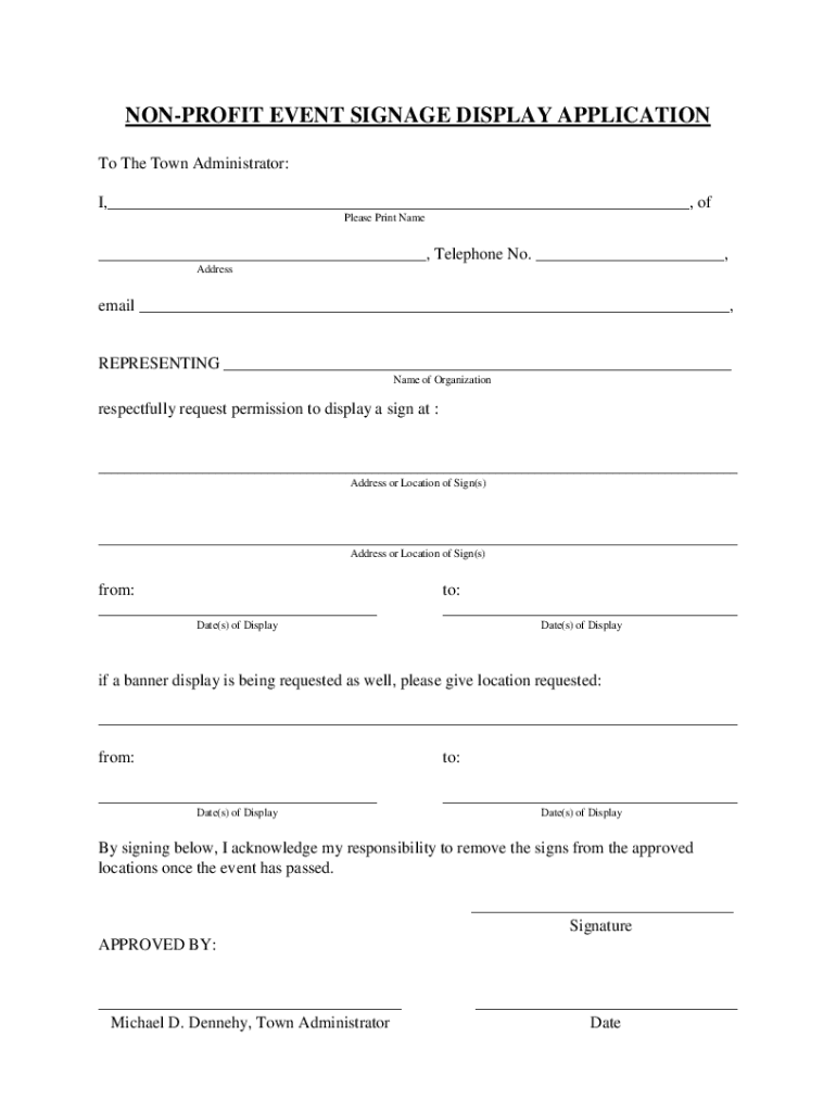 Fillable Online town of belmont signage request form Fax Email Print