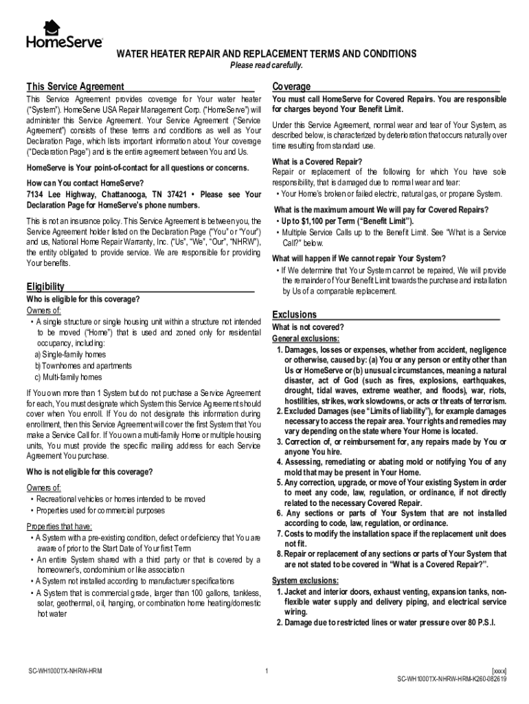 Fillable Online Does a Home Warranty Cover Water Heater Repair and