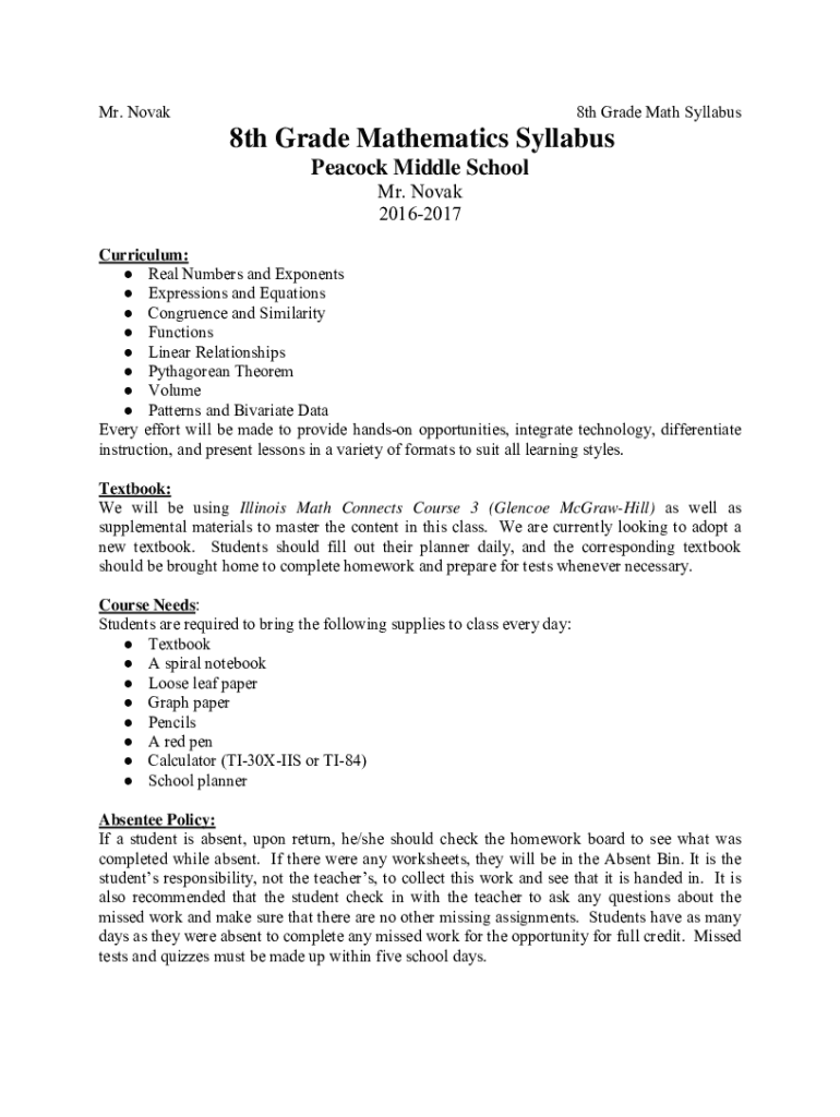 Fillable Online 7-8 Math Curriculum - City of St Charles School ...