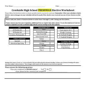 Fillable Online www-chs stjohns k12 fl Complete List of High School Electives Fax Email Print ...