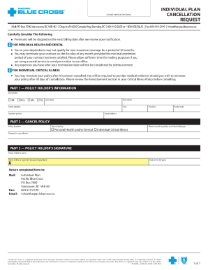 INDIVIDUAL PLAN CANCELLATION REQUEST