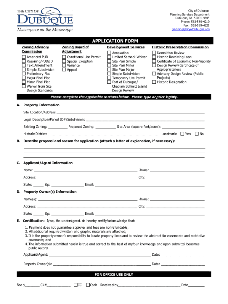 Fillable Online Requesting a Sign Variance Dubuque's Zoning Regulations