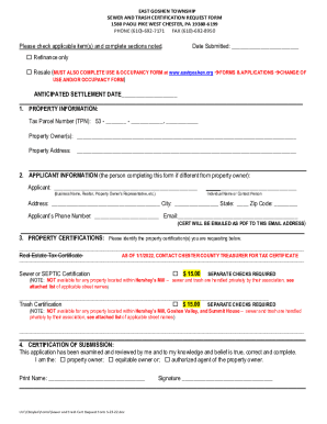 Fillable Online Sewer and Trash Cert Request Form 5-23-22 fillable Fax ...