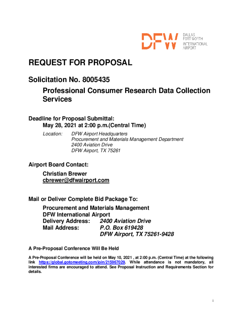 Fillable Online REQUEST FOR PROPOSAL - DFW International Airport - DFW ...