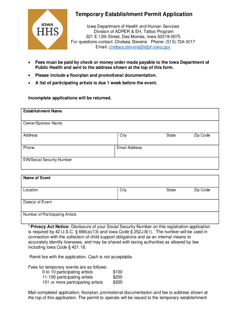 Fillable Online Requirements for Opening a New Food Establishment Fax