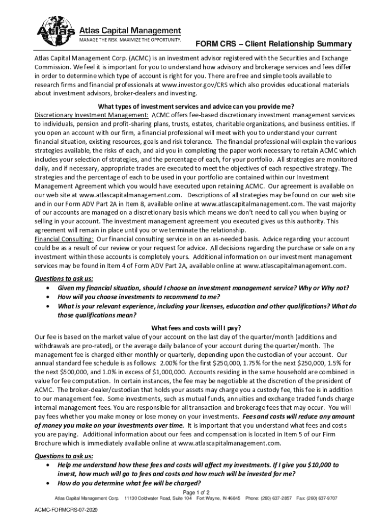 Fillable online adv part 3 form crs fax email print pdffiller