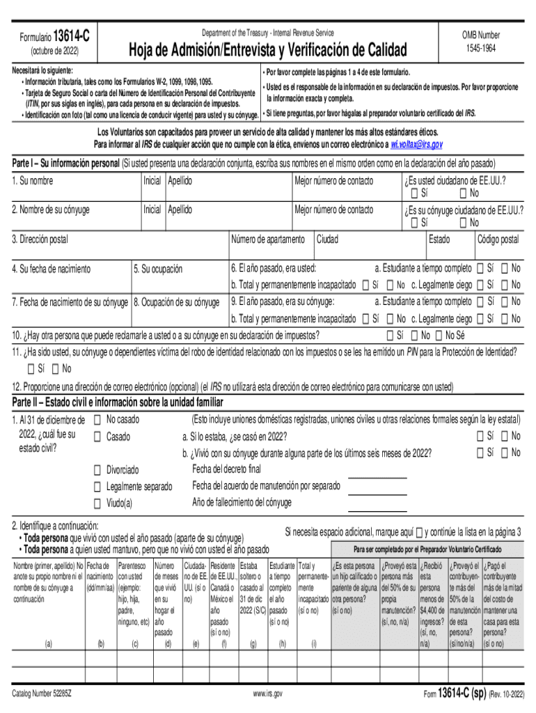 Form 13614 C - Fill Online, Printable, Fillable, Blank Preview on Page 1