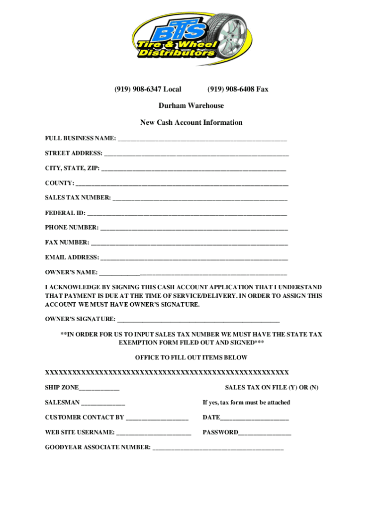 Fillable Online BTS Tire and Wheel Distributors Fax Email Print pdfFiller