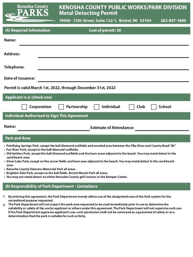 Fillable Online Form 9400239, Metal Detector User Permit Wisconsin