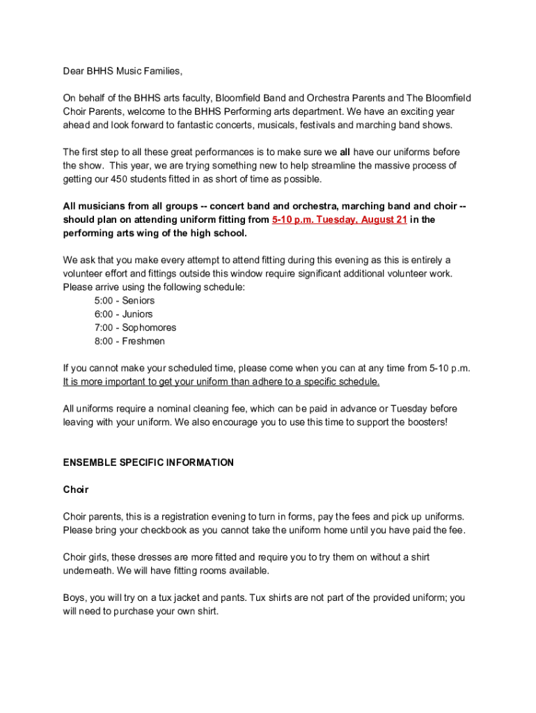 Fillable Online Bloomfield Hills Band and Orchestra Boosters Fax Email