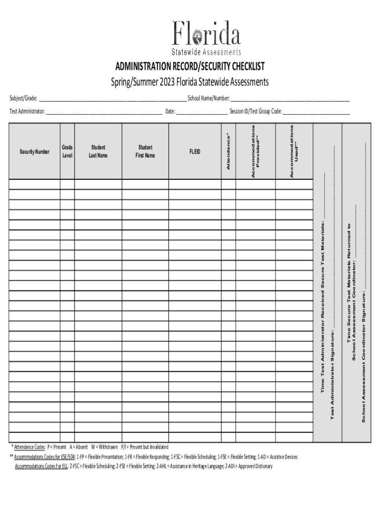 ADMINISTRATION RECORD SECURITY CHECKLIST Fill out & sign online DocHub