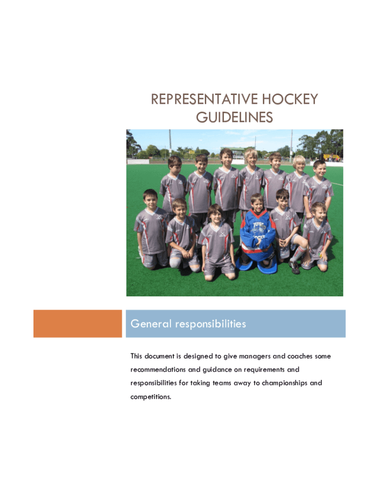 Fillable Online Representative hockey guidelines for Managers and